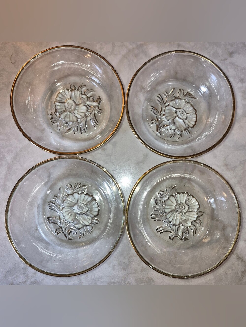 4 Vintage Clear Glass Dessert Bowls By Jeannette Glass Company